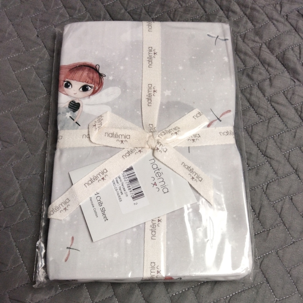 Natemia Organic Dark Fairy and Firefly Fitted Crib Sheet